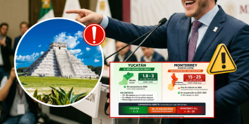 Portada Con Gráfica Comparativa De Seguridad Entre Yucatán Y Monterrey Presentada Durante Una Conferencia, En El Contexto De La Gestión De Samuel García Y Los Pescados. | Ciudadano Seguros