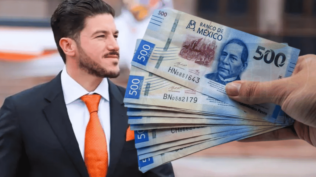 Man in a Dark Suit and Orange Tie Watches As a Hand Offers a Fan of 500‑peso Mexican Banknotes in the Foreground.